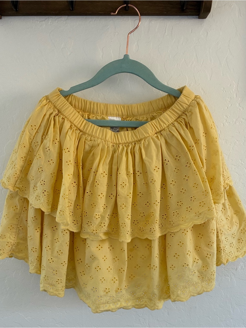 3 summer girls skirts/skort bundle 6-7 blue jean embroidered and yellow eyelet - Picture 2 of 16